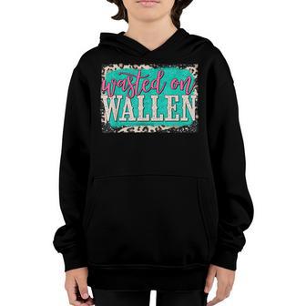 Teal Leopard Western Cowboy Wasted On Wallen Youth Hoodie - Thegiftio UK