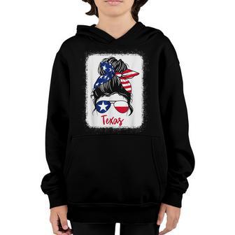 Texas Flag Girl Texas Flag State Girlfriend Messy Bun Youth Hoodie - Thegiftio UK