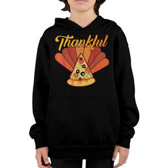 Thankful Pumpkin Happy Thanksgiving Day Pizza Funny Boys Youth Hoodie - Thegiftio UK