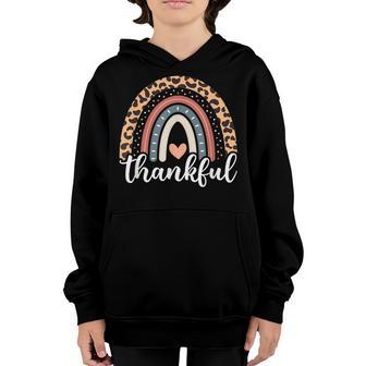 Thankful Thanksgiving Rainbow Leopard Print 2021 Women Girls Youth Hoodie - Thegiftio UK