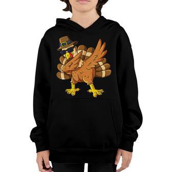 Thanksgiving Day Dabbing Turkey Pilgrim Boys Girls Kids V4 Youth Hoodie - Thegiftio UK