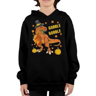 Thanksgiving T Rex Dinosaur Turkey Costume Kids Gift Boys V2 Youth Hoodie - Thegiftio UK