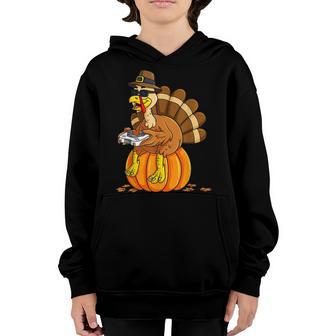 Thanksgiving Turkey Gamer Pumpkin Boys Kids Ns Gaming V2 Youth Hoodie - Thegiftio UK
