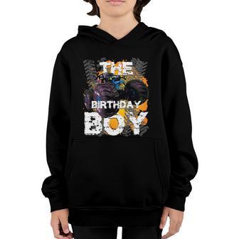The Birthday Boy Monster Truck Matching Family Party Gift Youth Hoodie - Thegiftio UK