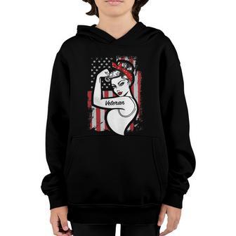 The Woman Veteran Strong Girl Mom Veteran Graphic Design Printed Casual Daily Basic Youth Hoodie - Thegiftio UK