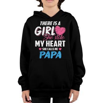 There Is A Girl She Stole My Heart She Calls Me Papa Youth Hoodie - Thegiftio UK