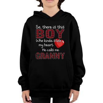 Theres This Boy He Kinda Stole Heart He Calls Me Granny Gift Graphic Design Printed Casual Daily Basic Youth Hoodie - Thegiftio UK