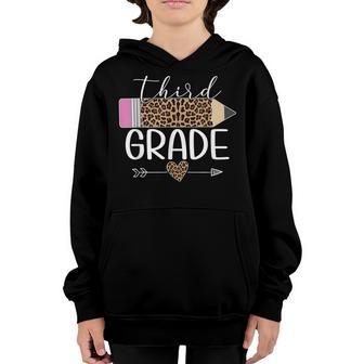 Third Grade Leopard Pencil Back To School Teachers Students Youth Hoodie - Thegiftio UK