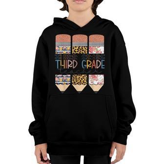 Third Grade Teacher Funny Leopard Pencil Back To School Youth Hoodie - Thegiftio UK