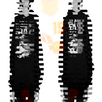 This All Star Is 15 Years Old Gifts Kid 15Th Birthday Sport Youth Hoodie - Thegiftio