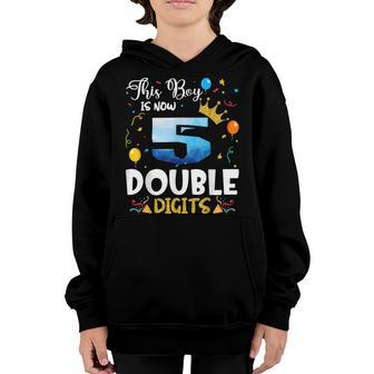 This Boy Is Now Double Digits Birthday Boy 5 Year Old Youth Hoodie - Thegiftio UK