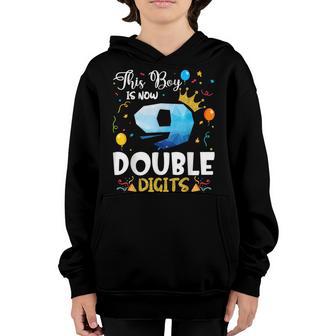 This Boy Is Now Double Digits Birthday Boy 9 Year Old Youth Hoodie - Thegiftio UK