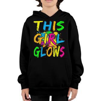 This Girl Glows Retro 80S Party Youth Hoodie - Thegiftio UK
