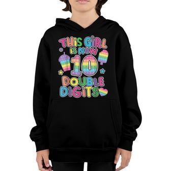 This Girl Is Now 10 Double Digit Pop It 10Th Birthday Fidget Youth Hoodie - Thegiftio UK