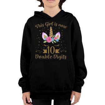 This Girl Is Now 10 Double Digits 10Th Birthday Gift Youth Hoodie - Thegiftio UK