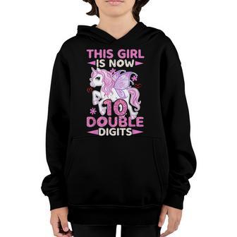 This Girl Is Now 10 Double Digits 10Th Birthday Gift Youth Hoodie - Thegiftio UK
