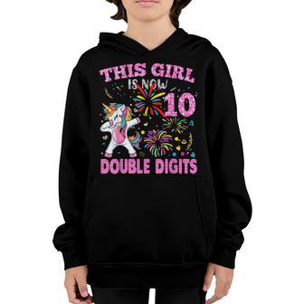 This Girl Is Now 10 Double Digits 10Th Birthday Gift Youth Hoodie - Thegiftio UK