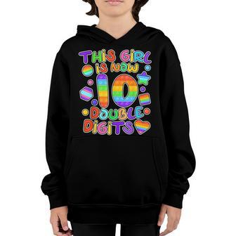 This Girl Is Now 10 Double Digits 10Th Birthday Gift Youth Hoodie - Thegiftio UK