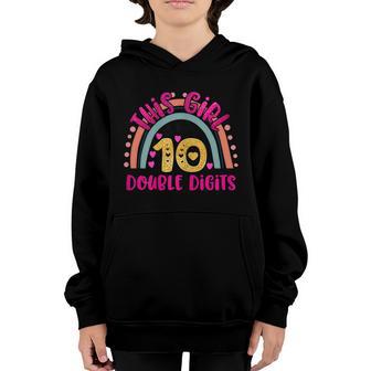 This Girl Is Now 10 Double Digits Birthday Funny Gift 10 Year Old Gift Youth Hoodie - Thegiftio UK