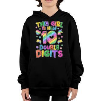 This Girl Is Now 10 Double Digits Pop It Birthday Girl Youth Hoodie - Thegiftio UK
