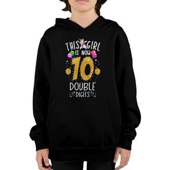 This Girl Is Now 10 Double Digits Unicorn Gift Youth Hoodie - Thegiftio UK