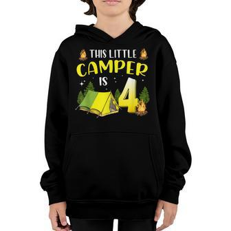 This Little Camper Is 4 Birthday 4Th Funny Camping Birthday Youth Hoodie - Seseable