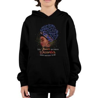 This Queen Was Born In December Black Afro Girl Birthday Youth Hoodie - Thegiftio UK