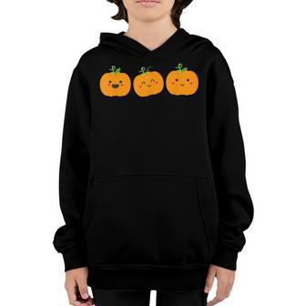Three Cute Pumpkins For Kids Halloween And Fall Season V2 Youth Hoodie - Thegiftio UK
