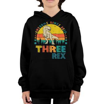 Three Rex 3Rd Birthday Boy Third Dinosaur Awesome Since 2019 V4 Youth Hoodie - Thegiftio UK