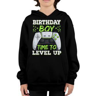 Time To Level Up For Boys Gamer Birthday Boy Youth Hoodie - Seseable