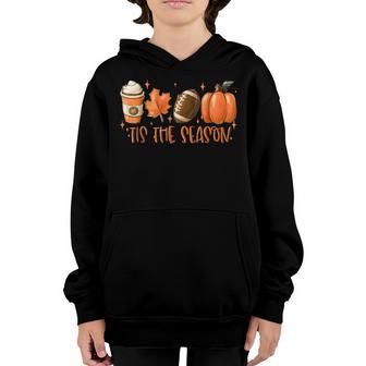 Tis The Season Leopard Pumpkin Love Fall Autumn Maple Leaves Youth Hoodie - Thegiftio UK