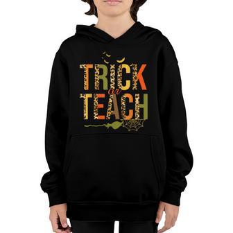 Trick Or Teach Halloween School Classroom Fall Autumn Graphic Design Printed Casual Daily Basic Youth Hoodie - Thegiftio UK