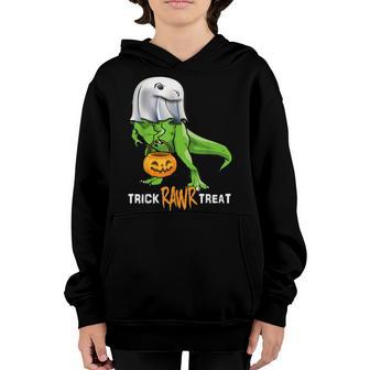 Trick Rawr Treat Dinosaur Ghost Halloween Boys Kids Gifts Youth Hoodie - Thegiftio UK