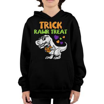 Trick Rawr Treat Dinosaur Trex Toddler Boys Halloween Kids V2 Youth Hoodie - Thegiftio UK