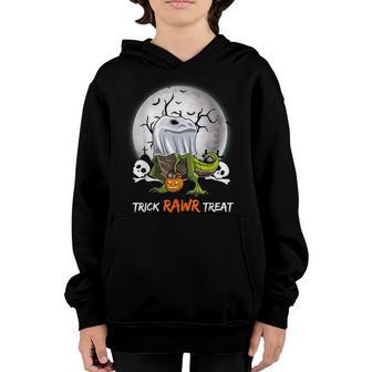 Trick Rawr Treat Halloween T Rex Dinosaur Ghost Gifts Boys Youth Hoodie - Thegiftio UK