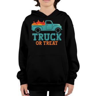 Truck Or Treat Pumpkin Boy Funny Halloween Kids Youth Hoodie - Thegiftio UK