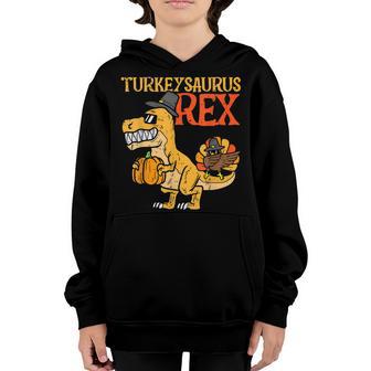 Turkeysaurus Rex Dab Turkey Dino Toddler Boys Thanksgiving Youth Hoodie - Thegiftio UK
