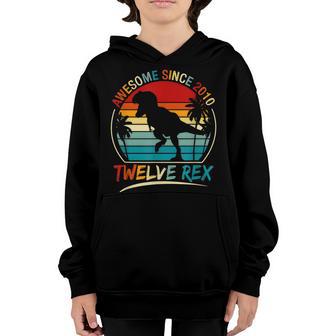 Twelve Rex 12Th Birthday Boys 12 Year Old Dinosaur T Rex Youth Hoodie - Thegiftio UK