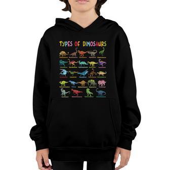 Types Of Dinosaurs Dino Identification For Kids Cool Gift Graphic Design Printed Casual Daily Basic Youth Hoodie - Thegiftio UK