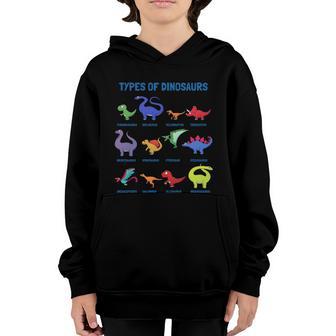 Types Of Dinosaurs For Future Paleontologist Kids Gift Graphic Design Printed Casual Daily Basic Youth Hoodie - Thegiftio UK