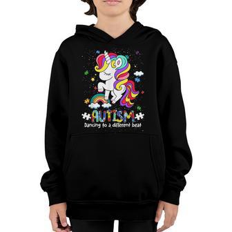 Unicorn Autism Dancing To Be A Different Beat Girls Kids Youth Hoodie - Thegiftio UK