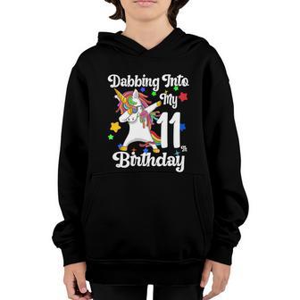 Unicorn Dabbing Into My 11Th Birthday Boys Girls Funny Gift Funny Gift Meaningfu Youth Hoodie - Thegiftio UK