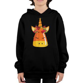 Unicorn Face Candy Corn Pumpkin Halloween Costume Gifts Girl V2 Youth Hoodie - Thegiftio UK