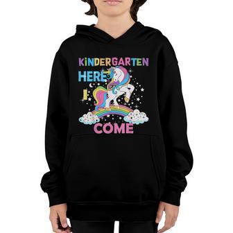 Unicorn Kindergarten Here I Come Back To School Kindergarten Youth Hoodie - Thegiftio UK