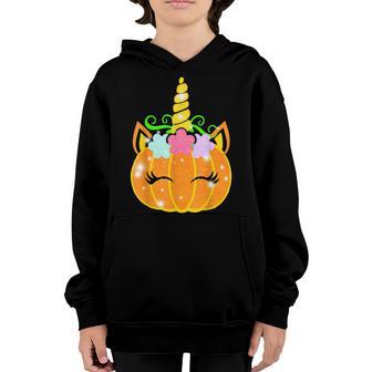 Unicorn Pumpkin - Halloween Thanksgiving Girls Boys Kids Youth Hoodie - Thegiftio UK