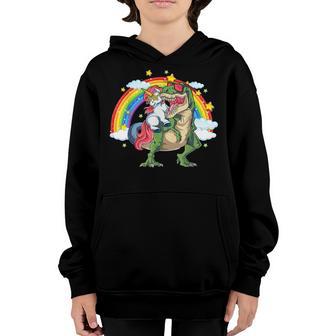 Unicorn Riding T Rex Dinosaur Boys Girls Official Nager Youth Hoodie - Thegiftio UK
