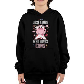 Ust A Girl Who Loves Cows Cute Gift Graphic Design Printed Casual Daily Basic Youth Hoodie - Thegiftio UK