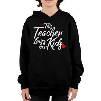Valentines Day This Teacher Loves Her Kids Graphic Design Printed Casual Daily Basic Youth Hoodie - Thegiftio UK