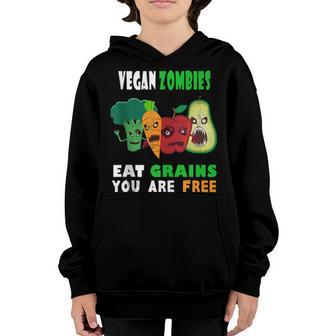 Vegan Zombies Eat Grains Not Brains Youth Hoodie - Thegiftio UK