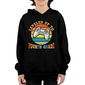 Video Game Back To School Leveled Up To Fourth Grade Vintage Youth Hoodie - Monsterry
